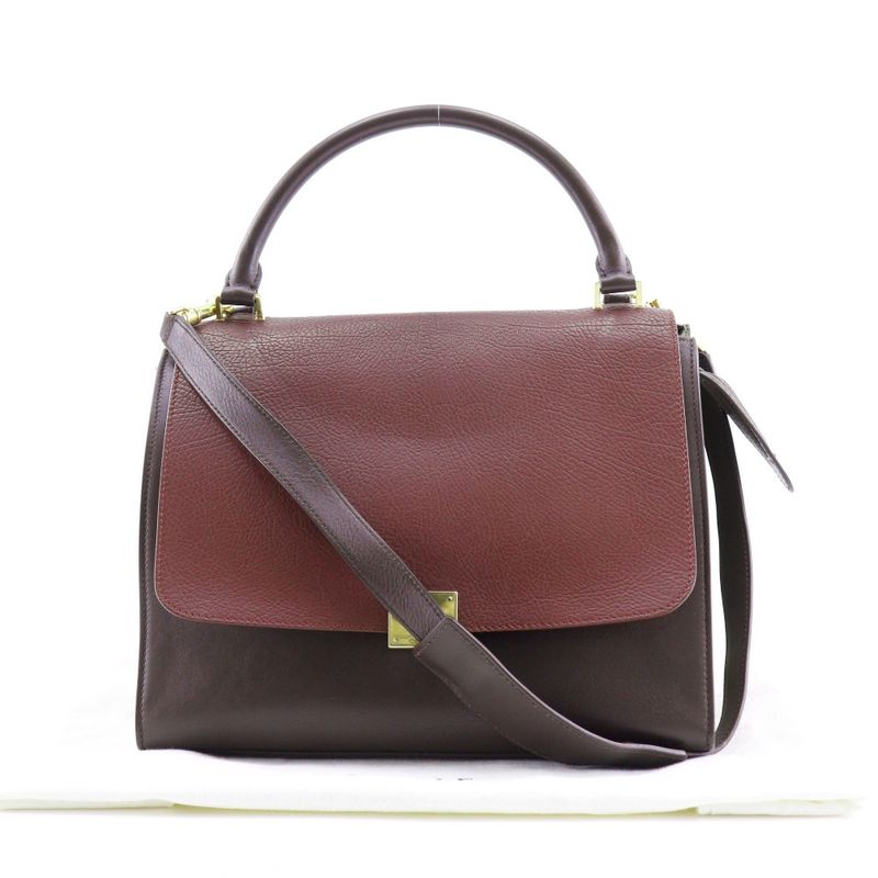 Celine Trapeze 2-way Shoulder Calf And Suede Brown/gray Women's Handbag
