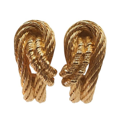Christian DIOR Earrings Plated Metal Plated Metal Rope Twisted Gold