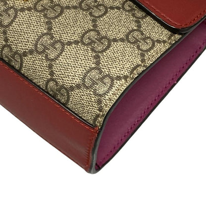 Gucci Shoulder Bag Padlock GG Small 409487 Dark Brown X Red X Multi Chain