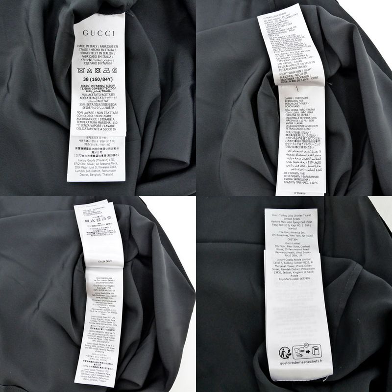 Gucci See Through Shirt With Inner Size 38 Black 770124 Long Sleeve