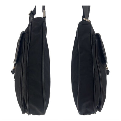 Prada Tessuto Triangle Logo Plate Black Silver Hardware Nylon Crossbody
