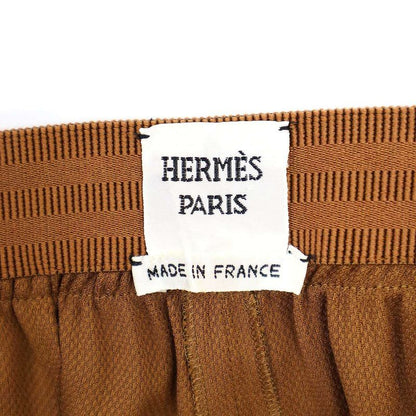 Hermes 1 Pleated Rayon Wide Trouser Pants Brown 42