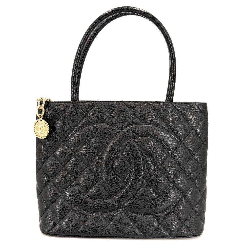Chanel Handbag Quilted Medallion Tote Shoulder Caviar Leather