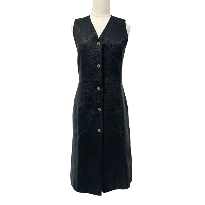 Hermes Outerwear Deerskin Black Long Vest Gilet Serie Button