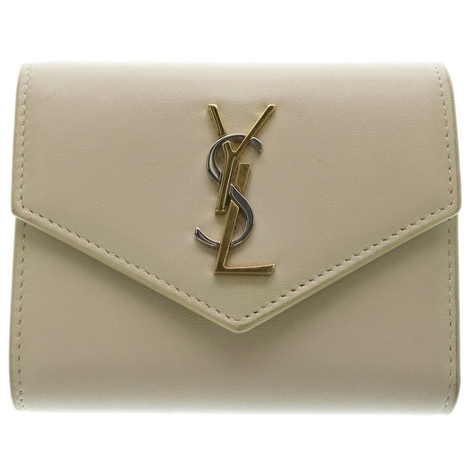 Saint Laurent Paris Cassandra Compact Wallet Trifold Coin Case Ivory
