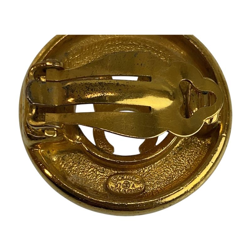 Chanel Vintage Coco Mark Gold Metal Earrings 97 Engraved A Ladies 504817