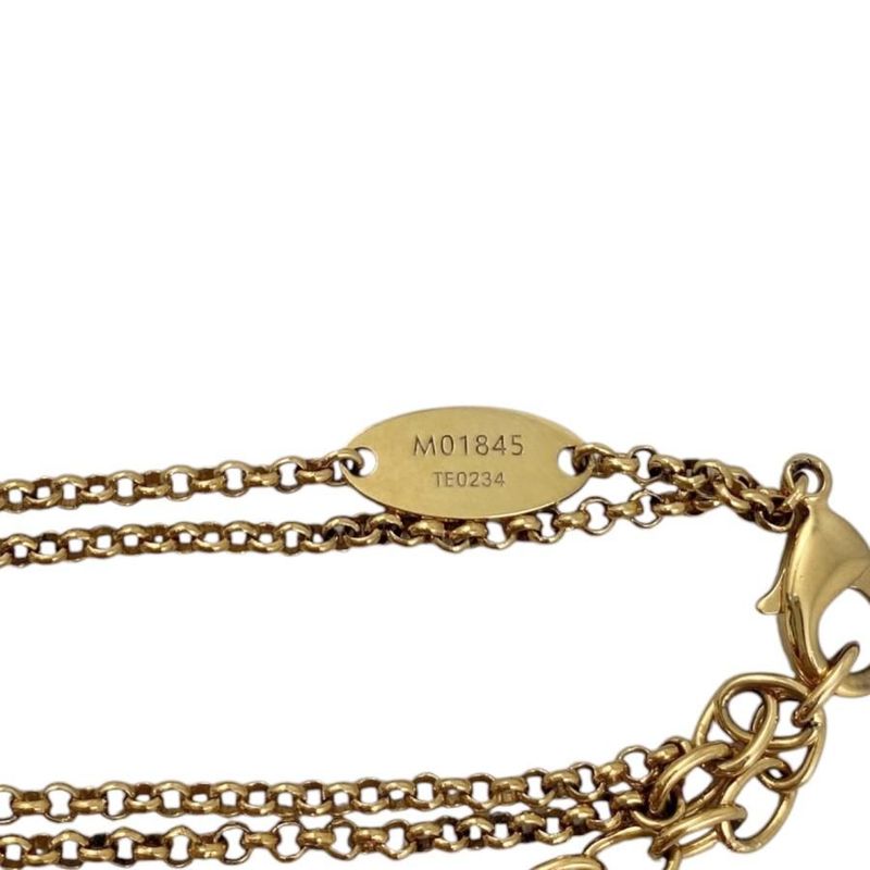 Louis Vuitton Necklace Lady LV M01845 Monogram Flower Rhinestone Strass Gold