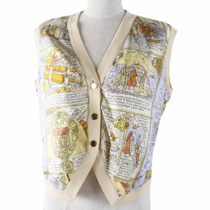 Hermes Vintage MONT Sainct Michel Mont Saint Michel Silk Cotton Rare Vest