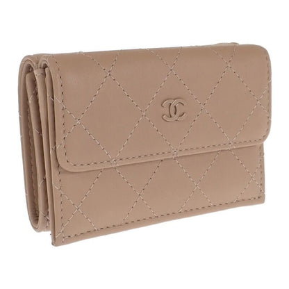 Chanel Small Flap Wallet Ap3882 nw781 Trifold Calf Beige