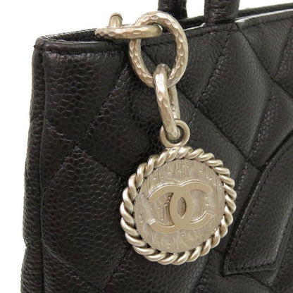 Chanel Reprint Tote Caviar Skin Black Silver Hardware 7th Tote Bag Coco Mark
