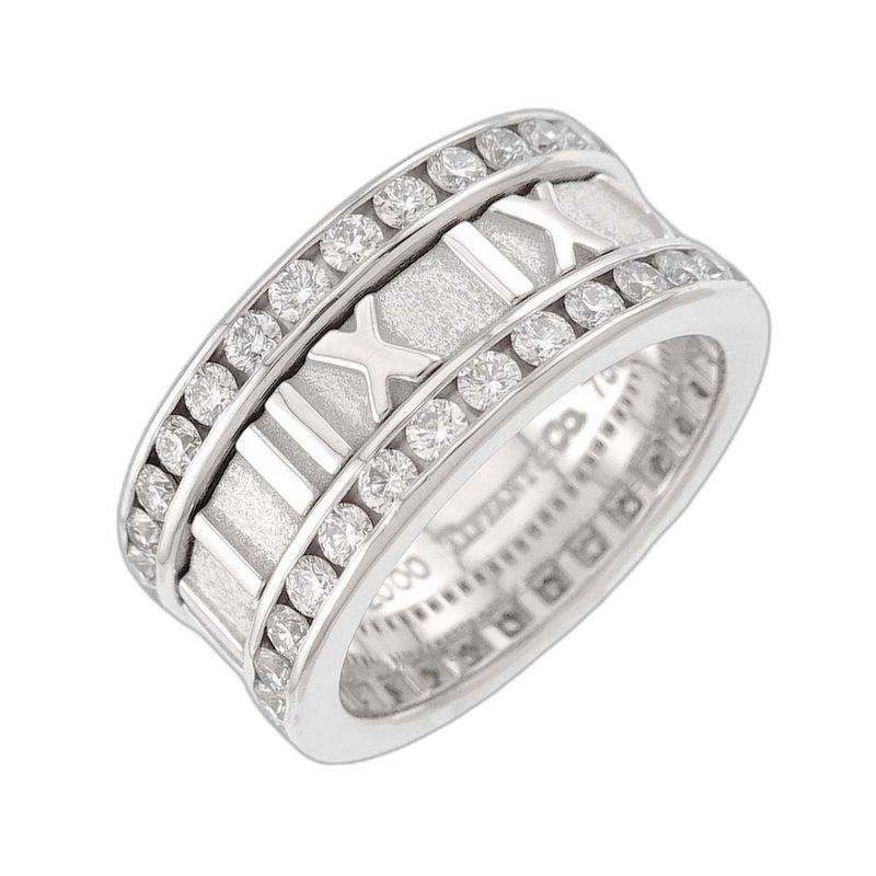 Tiffany & Co Atlas Ring Full Diamond 18K WG White Gold