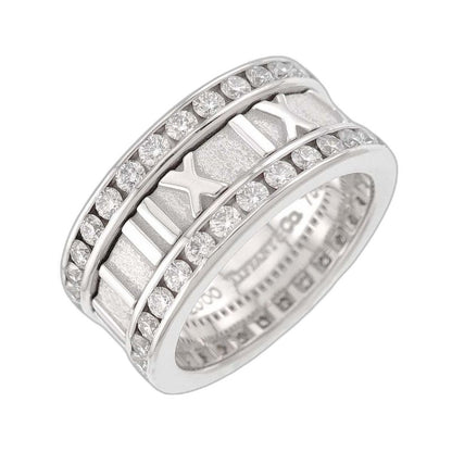 Tiffany & Co Atlas Ring Full Diamond 18K WG White Gold