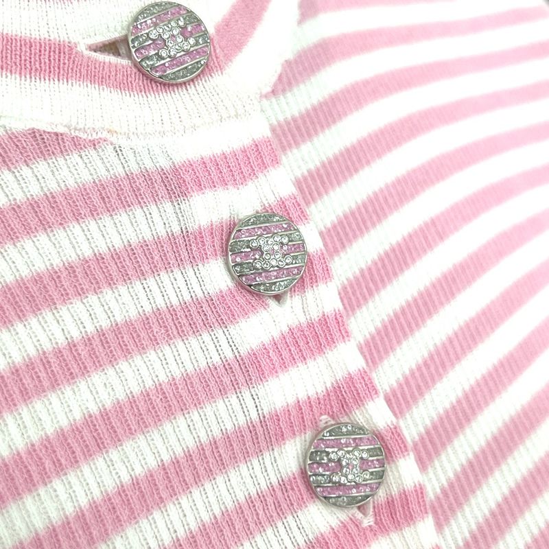 Chanel Short Sleeve Shirt Striped P76521k10998 Cotton Pink