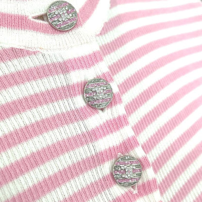 Chanel Short Sleeve Shirt Striped P76521k10998 Cotton Pink