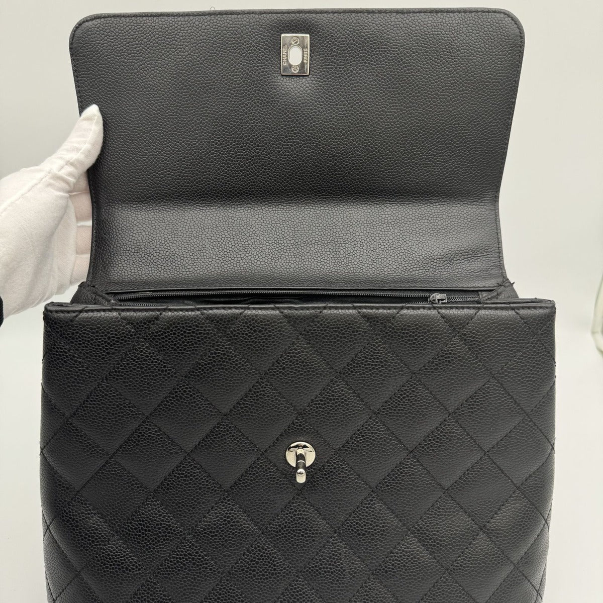 Chanel Caviar Leather Top Handle Handbag — view 12