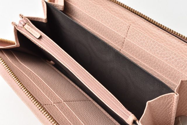 Gucci Long Wallet Petit Marmont Leather Pink Beige 456117