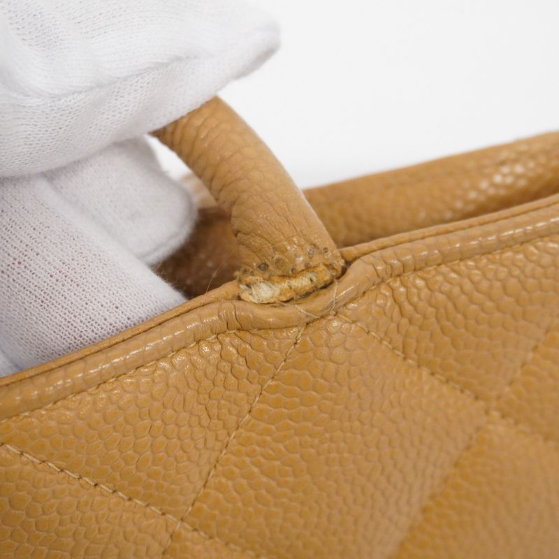 Chanel Tote Bag Revival Tote Caviar Skin Beige Chien Pan Gold Hardware Women's