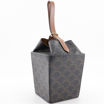 Celine Strap Box Triomphe 197142bzj PVC Black/brown Ladies Handbag