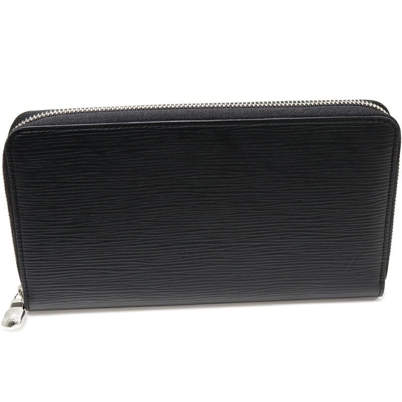 Louis Vuitton Round Zipper Long Wallet With Change Pocket Epi Noir Black Zippy