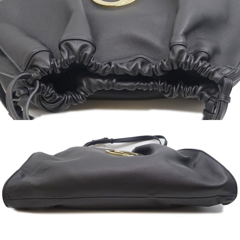 Gucci Blondie 2WAY Bag Hand Shoulder - 747372 Leather RFID Black Gold