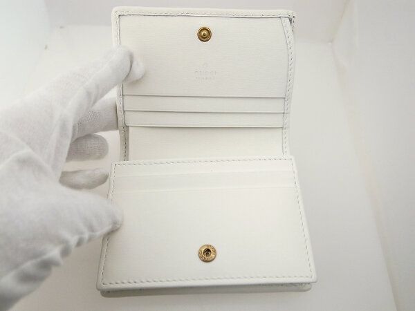 Gucci Double Authenticity Card Case Mini Wallet 536453 White Pawnbroker