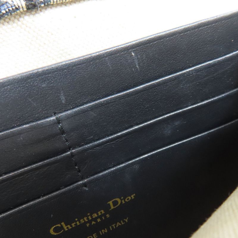 Christian DIOR Chain Wallet With Trotter Pattern Long Wallet With Coin Purse