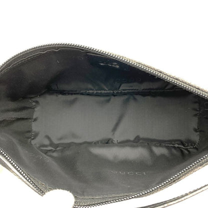 Gucci 039 1103 Handbag Accessory Pouch Black GG Canvas Ladies Men Fashion