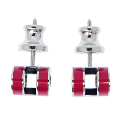 Hermes Earrings Pop Ash Mini H Pair Framboise Silver Color Jewelry