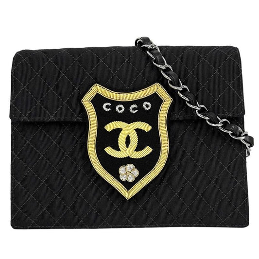 Chanel Shoulder Bag Women Quilted Emblem Patch Chain