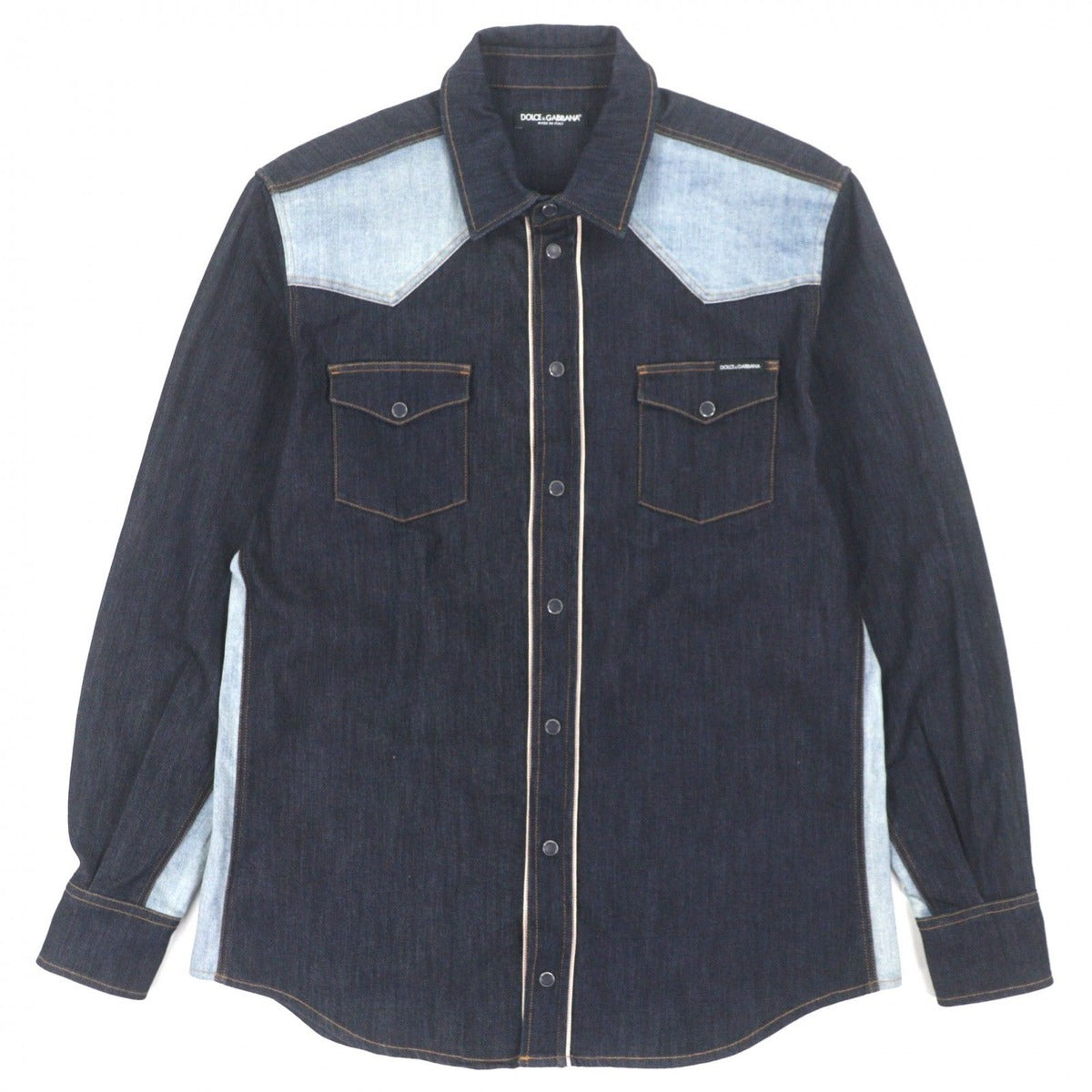 Dolce & Gabbana 98% Cotton Black Tag Long Sleeve Denim Long Shirt Indigo Ice
