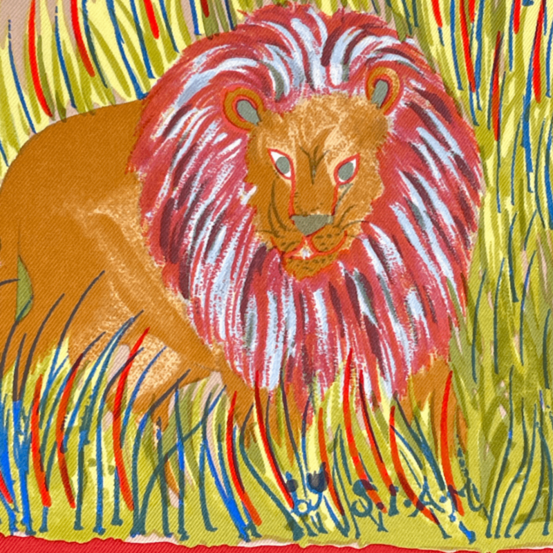 Hermes Carre 90 Nuba Mountain Nuba Mountain Scarf 100% Silk Red