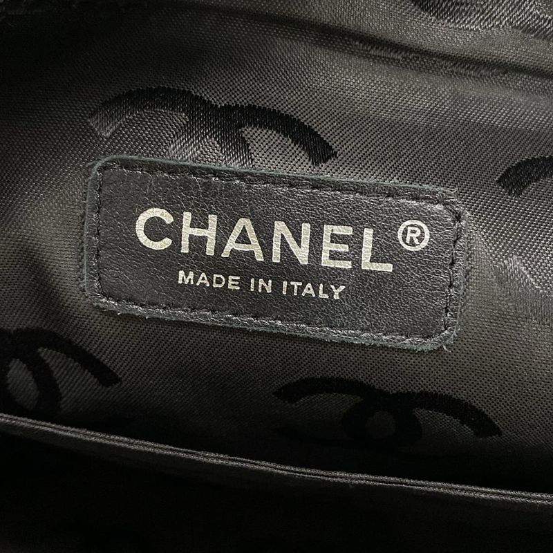 Chanel Shoulder Bag Cambon Line Multi-pocket Bag Beige And Black Silver