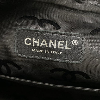 Chanel Shoulder Bag Cambon Line Multi-pocket Bag Beige And Black Silver