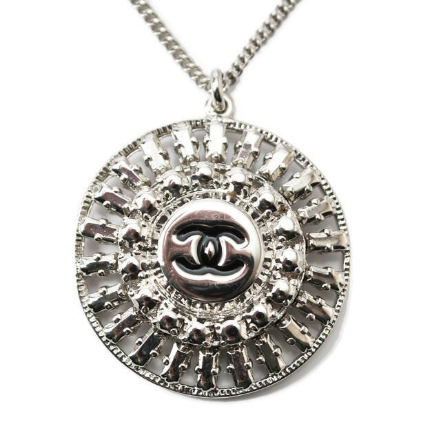 Chanel Necklace Pendant Chain Women's Chanel Circle Motif Coco Mark CC Silver