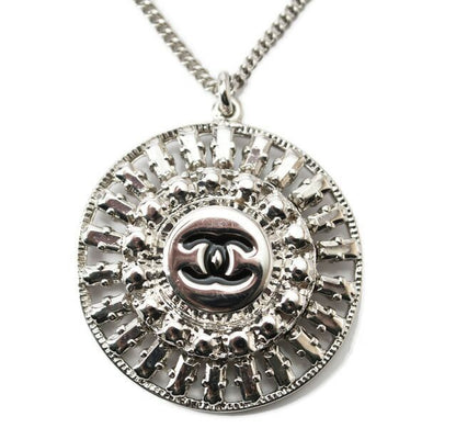 Chanel Necklace Pendant Chain Women's Chanel Circle Motif Coco Mark CC Silver