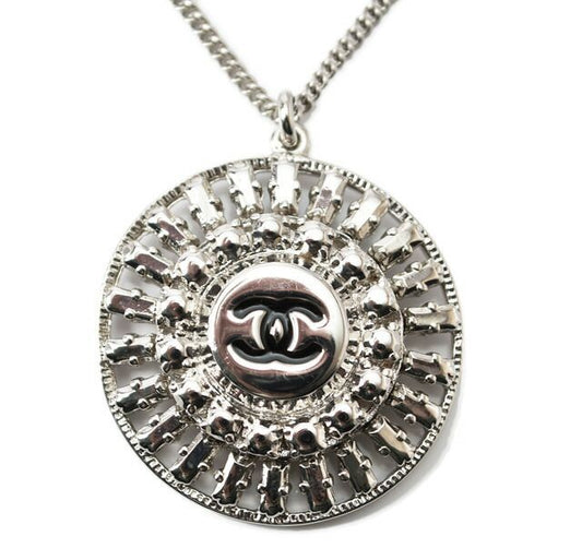 Chanel Necklace Pendant Chain Women's Chanel Circle Motif Coco Mark CC Silver