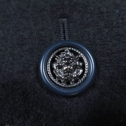 CHANEL P46375v32805 100% Wool Lion Button Long Length Coat Black 36 Made In