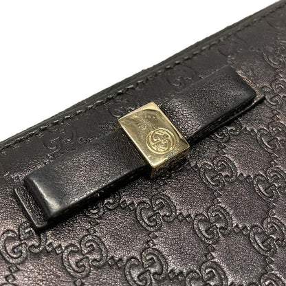 Gucci Bowie Micro Guccissima 388680 Black Round Zipper With Ribbon And Shape