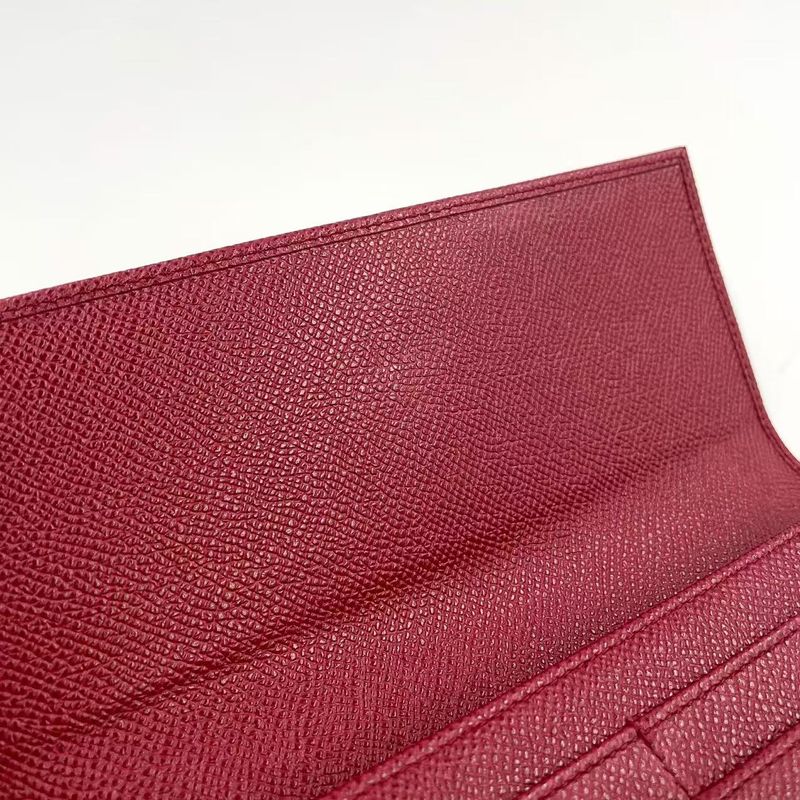 Bvlgari Bifold Leather Red Wallet Silver