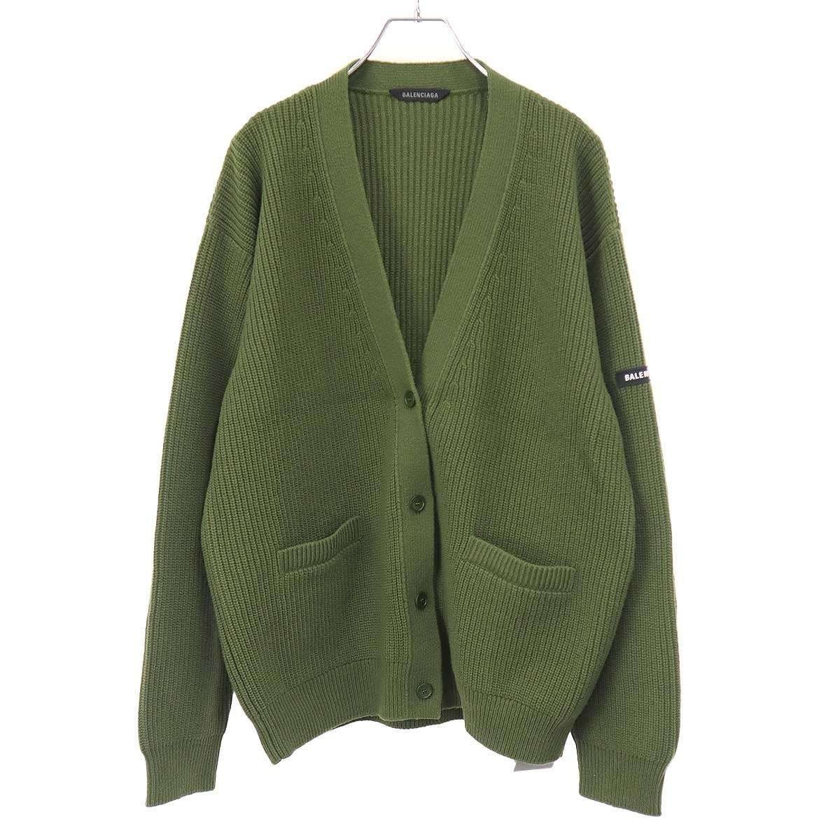 Balenciaga Wool Knit Cardigan Khaki