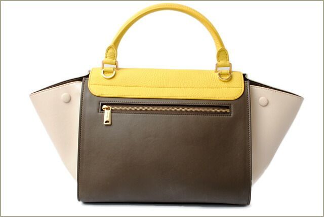 Celine Handbag Shoulder Bag Celine Small Trapeze 174683 Yellow Brown Beige 2