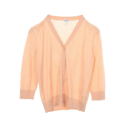 Loewe Cardigan Anagram Embroidery Crop Short Pink Beige Wool