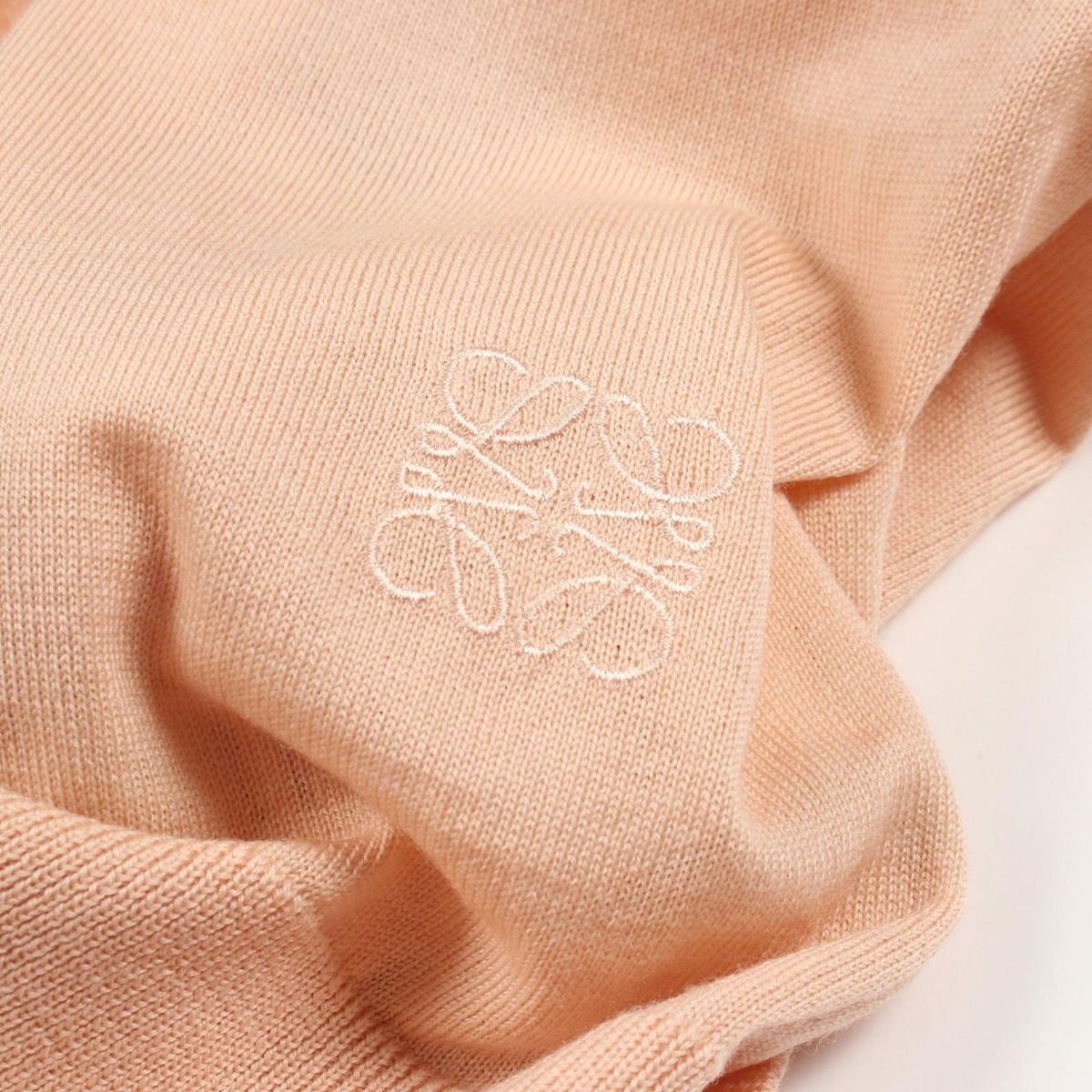 Loewe Cardigan Anagram Embroidery Crop Short Pink Beige Wool — view 6