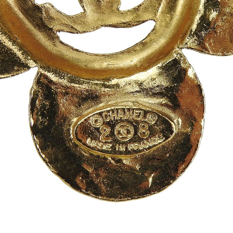 Chanel Coco Mark Brooch Accessories Flower Plated Gold Small Box Accessories