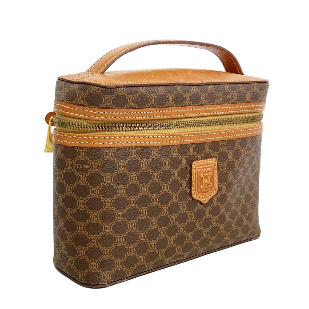 Celine Vanity Bag Macadam Brown Gold — view 2