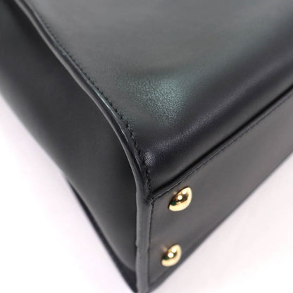 Fendi 8bn290 Peekaboo Regular Nappaleather 2WAY Shoulder Handbag Black Gold