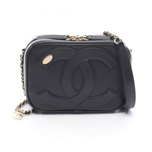Chanel Shoulder Bag CC Logo Black Leather