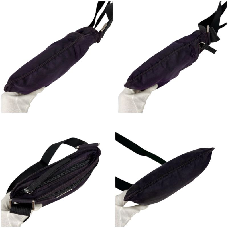 Prada Mini Shoulder Bag Pochette Triangle Logo Purple Tessuto Nylon