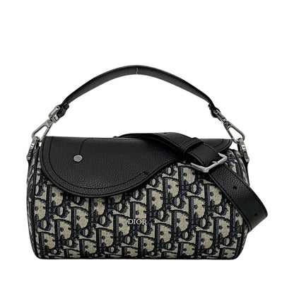 Dior Shoulder Bag Saddle Lola Navy Blue Canvas Leather