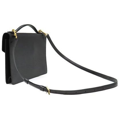 Louis Vuitton 2way Bag Monceau Epi Leather Black Gold Hardware Black Handbag
